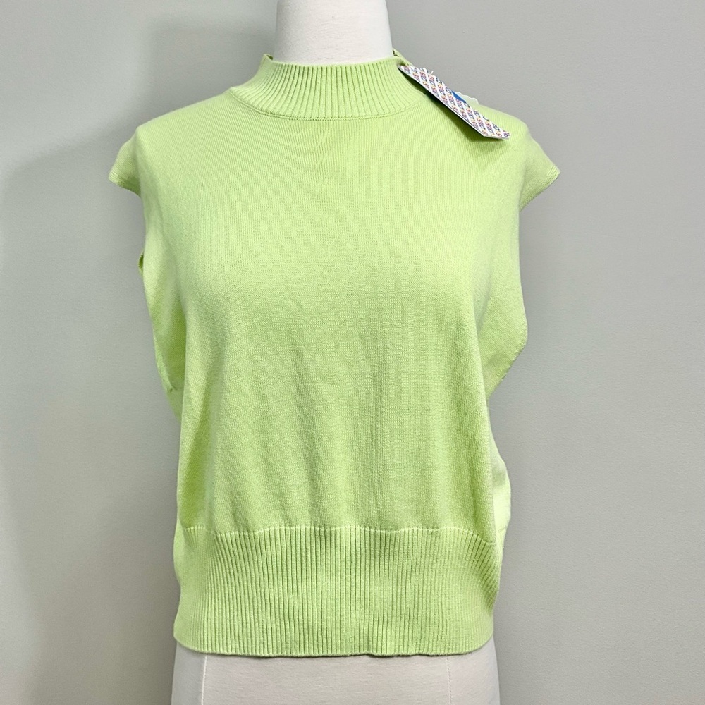 NEW CRUSH Lime Green all Crew Sleeveless Knit Tank Top Size 2 / M